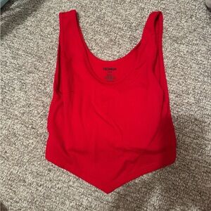 Red Scoop Neck Tank Top